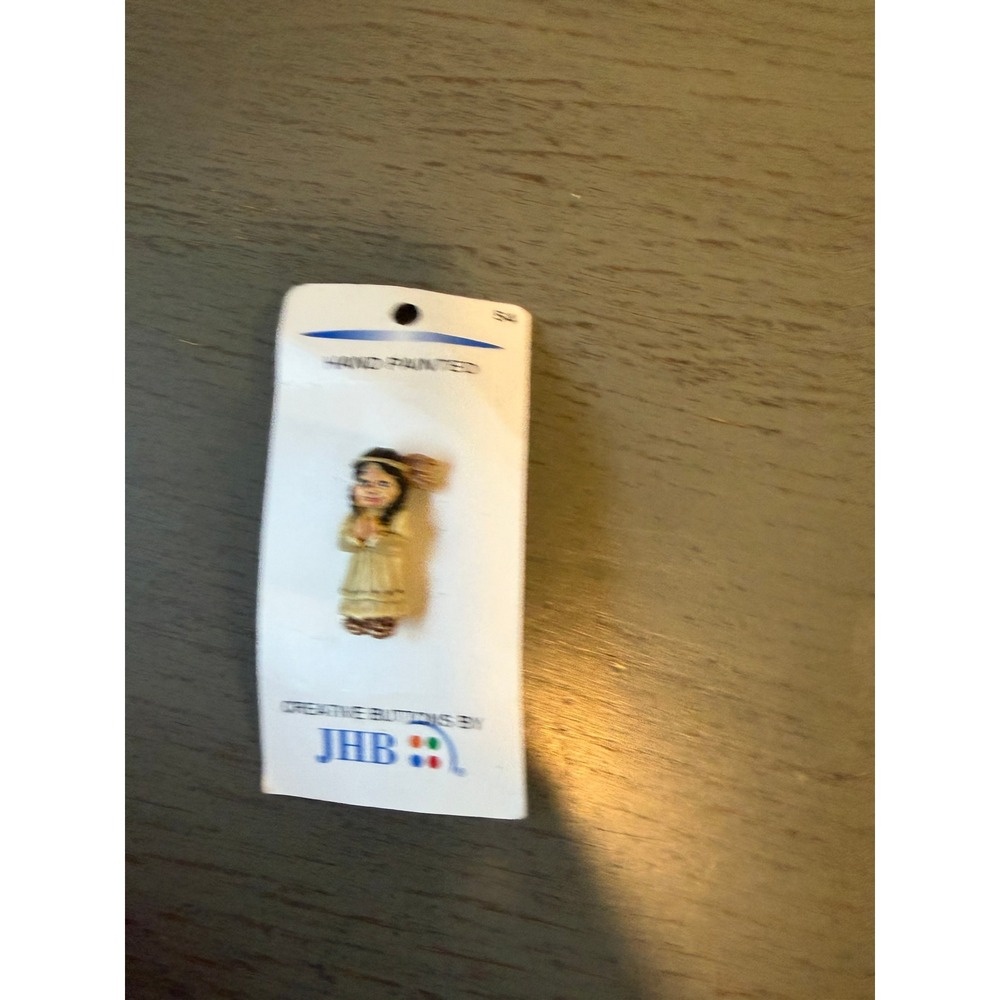 Vintage JHB Creative Buttons Hand Painted Girl Shank Button 22257 1.25in
